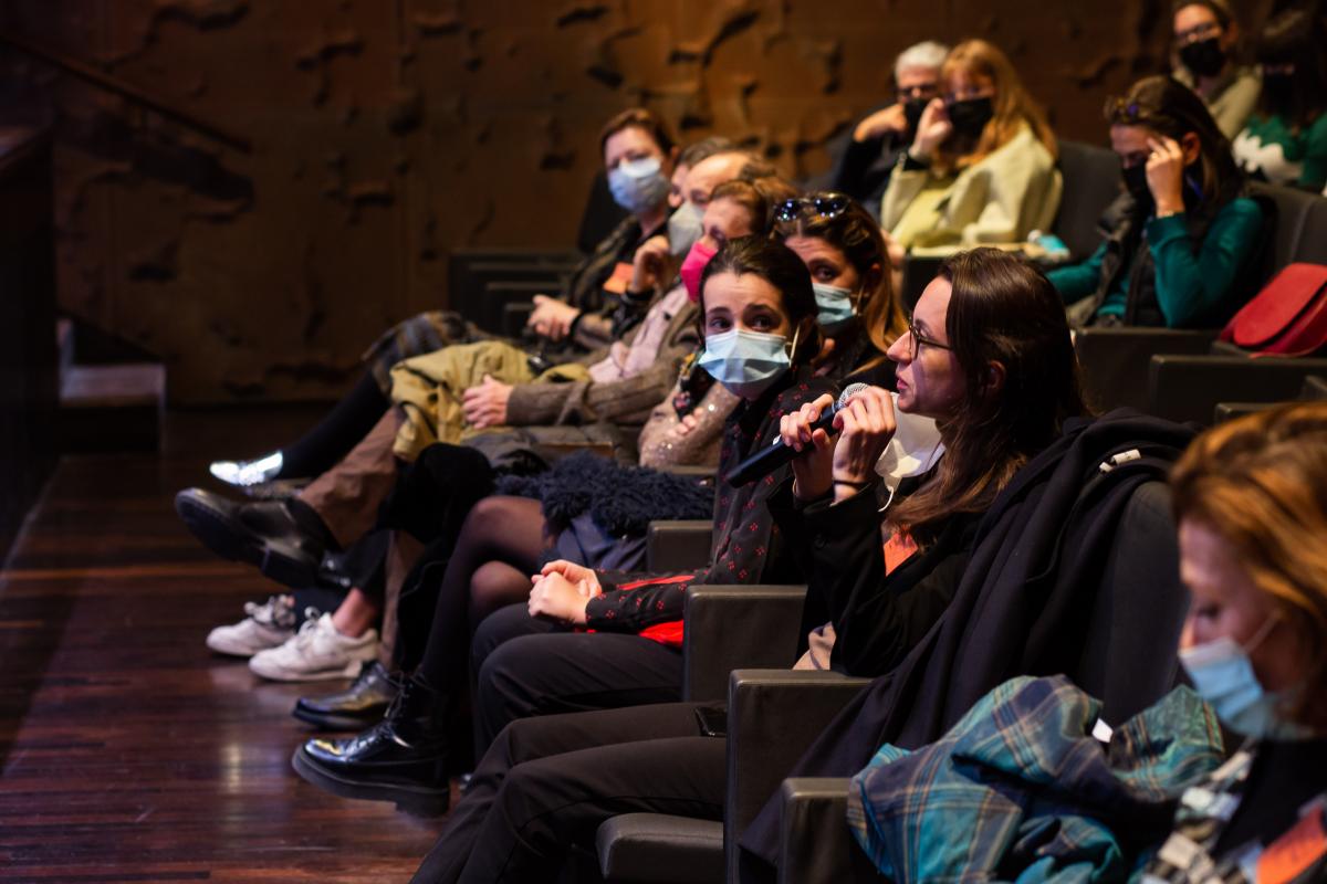 Heidi Ballet, Independent Curator asking questions during the afternoon audience discussion